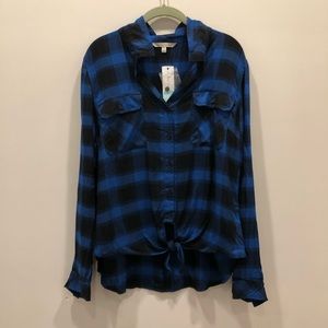 41 Hawthorn Black and Blue Plaid Button Up Shirt